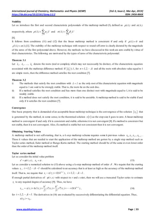 Derivation and Application of Multistep Methods to a Class of First ...