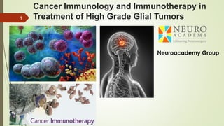 Cancer Immunology and Immunotherapy in
Treatment of High Grade Glial Tumors1
 