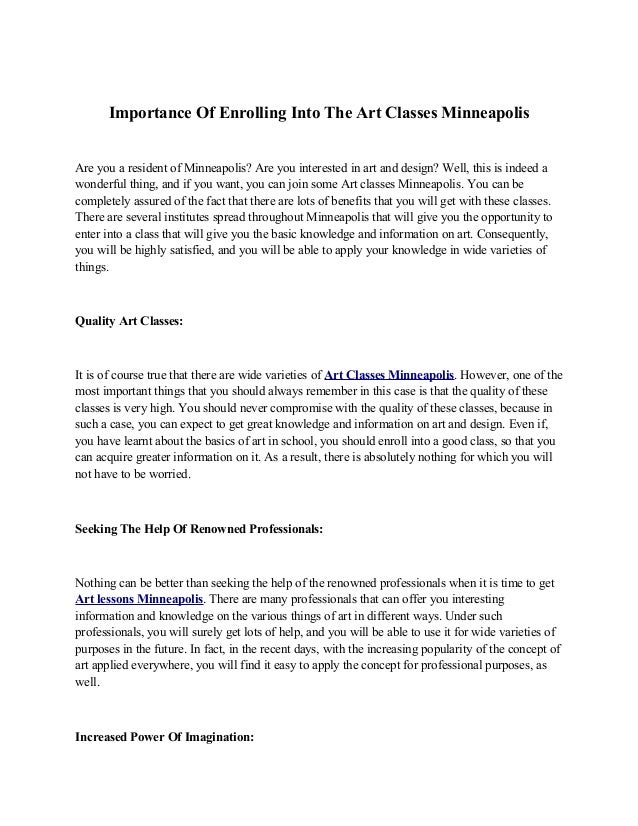 Importance Of Enrolling Into The Art Classes Minneapolis