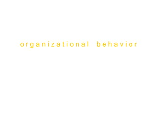 o r g a n i z a t i o n a l  b e h a v i o r Foundations of Individual Behavior 