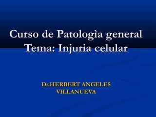 Curso de Patologìa generalCurso de Patologìa general
Tema: Injuria celularTema: Injuria celular
Dr.HERBERT ANGELESDr.HERBERT ANGELES
VILLANUEVAVILLANUEVA
 
