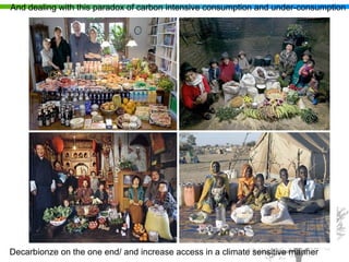 And dealing with this paradox of carbon intensive consumption and under-consumption




Decarbionze on the one end/ and increase access in a climate sensitive manner
 