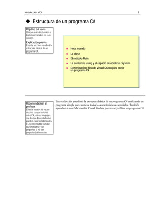 2. Introduccion A C#