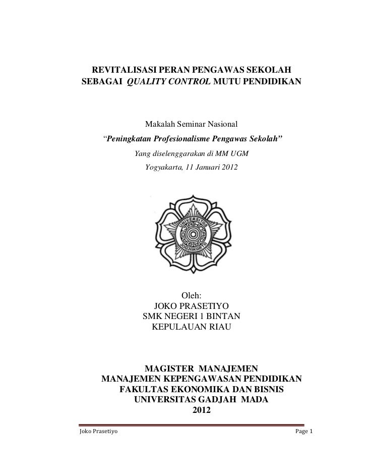 Revitalisasi Peran Pengawas Sekolah Sebagai Quality Control Mutu Pend