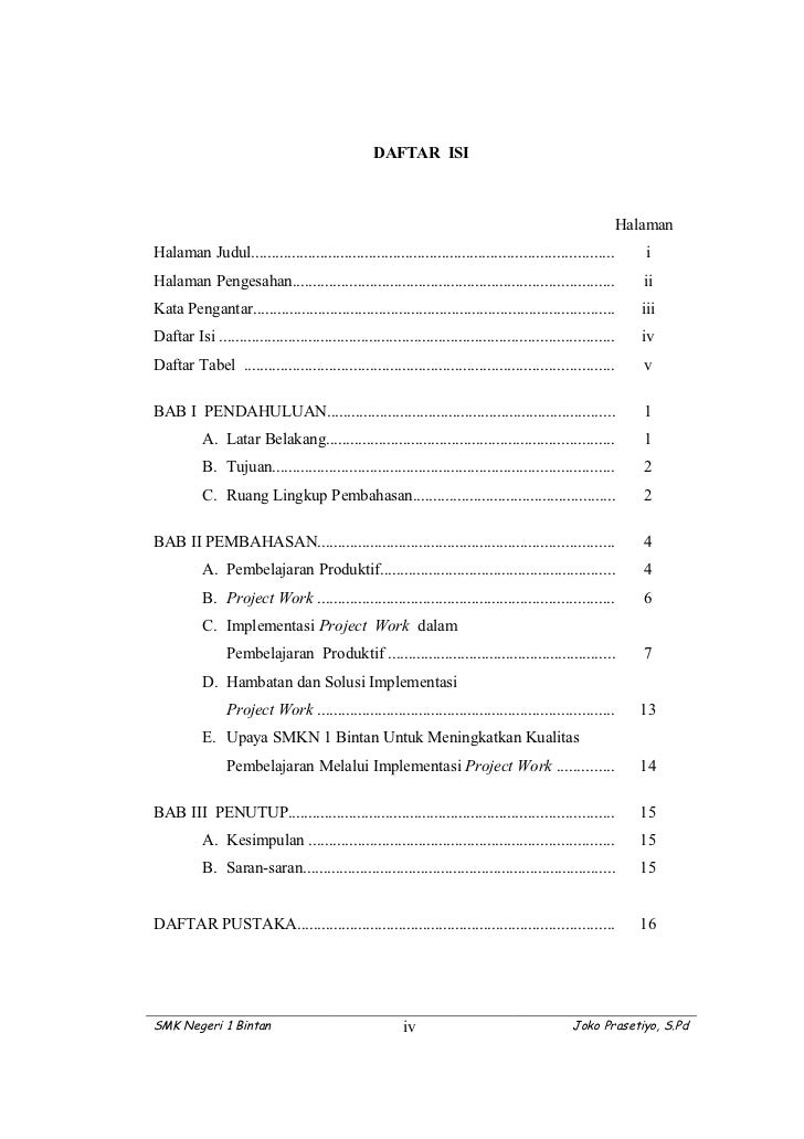 Implementasi Project Work Dalam Pembelajaran Praktek Produktif