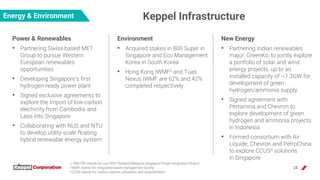 28
Keppel Infrastructure
Environment
• Acquired stakes in 800 Super in
Singapore and Eco Management
Korea in South Korea
•...