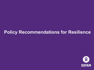 Policy Recommendations for Resilience
 