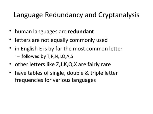 history of cipher system most common letter in english