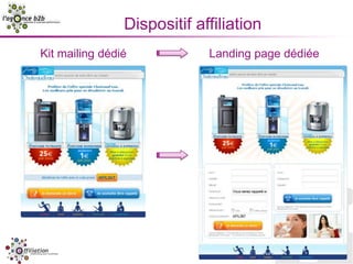 Les modèles de rémunérationsModèle Acquisition de Lead:Entre 15€ et 150€ par formulaireMix : Notoriété / Produit / Complexité du formulaireCPLCPAModèle Marchand (vente) :Entre 3% et 20% du C.A HT généréCPCModèle Acquisition de Trafic :Entre 0,30€ et 0,90€Mix : Notoriété / Produit