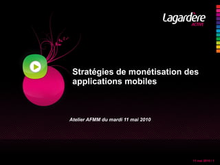 Stratégies de monétisation des applications mobiles Atelier AFMM du mardi 11 mai 2010 