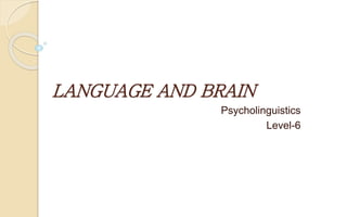 LANGUAGE AND BRAIN
Psycholinguistics
Level-6
 