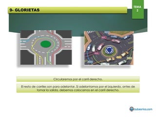 En calzadas de sentido único
podremos pasar por ambos lados
En calzadas de doble sentido
pasaremos por el lado derecho
8- REFUGIOS ISLETAS Y ANÁLOGOS
TEMA
2
 