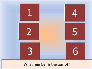 1                                4
 2                                5
 3                                6
What number is the parrot?
       Воронцова Н.С. 2011-2012
 