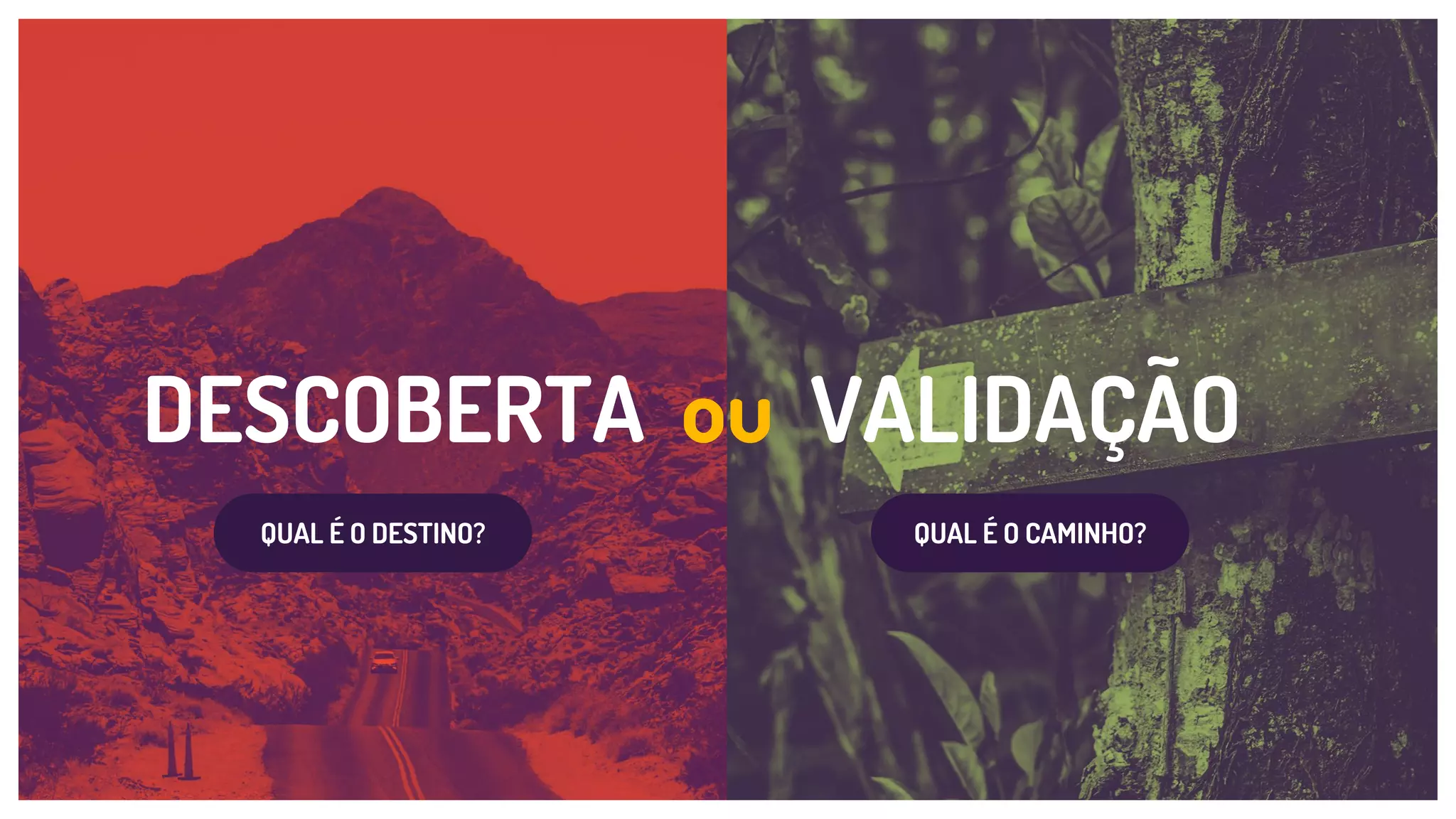 DESCOBERTA ou VALIDAÇÃO
QUAL É O DESTINO? QUAL É O CAMINHO?
 