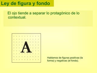 Ley de figura y fondo El ojo tiende a separar lo protagónico de lo contextual.  Hablamos de figuras positivas (la forma) y negativas (el fondo). .  .  .  .  .  .  .  .  .  .  .  .  .  .  .  .  .  .  .  .  .  .  .  .  .  .  .  .  .  .  .  .  .  .  .  .  .  .  .  .  .  .  .  .  .  .  .  .  .  .  .  .  .  .  .  .  .  .  .  .  .  .  .  .  .  .  .  .  .  .  .  .  .  .  .  .  .  .  .  .  .  .  .  .  .  .  .  .  .  . 