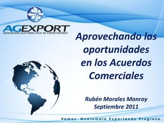 Aprovechandolasoportunidadesen los AcuerdosComercialesRubén Morales MonroySeptiembre 2011<br />