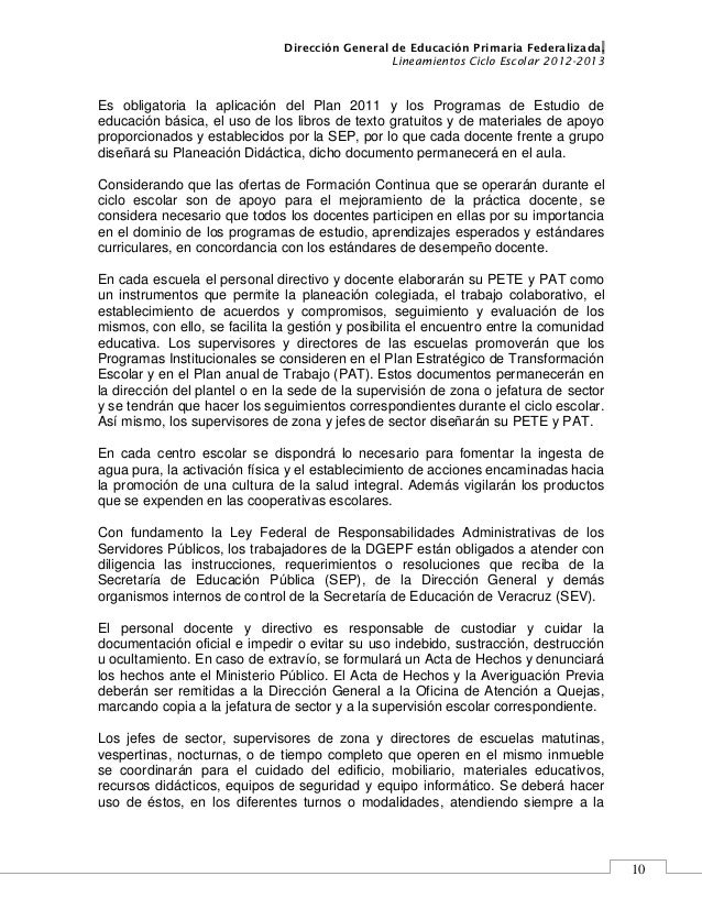 Lineamientos Ciclo Escolar 2012 2013