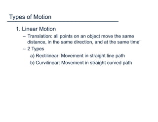 Types Linear Movement 2. linear kinematics i | PDF