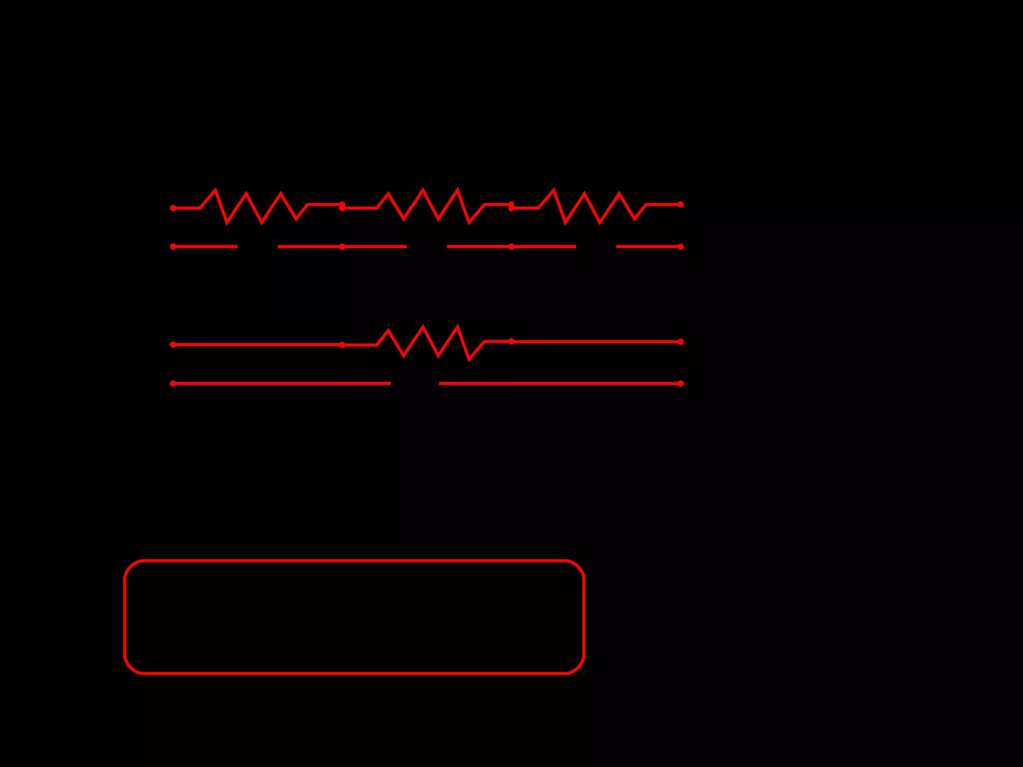 Susunan seri pada Hambatan
        R1             R2           R3
 a               b            c           d


        Vab           Vbc           Vcd
 a                     Rs                 d

                      Vad
 Vad =        Vab +   Vbc +   Vcd

 I Rs = I R1 + I R2 + I R3

     Rs =     R1 + R2 + R3
 