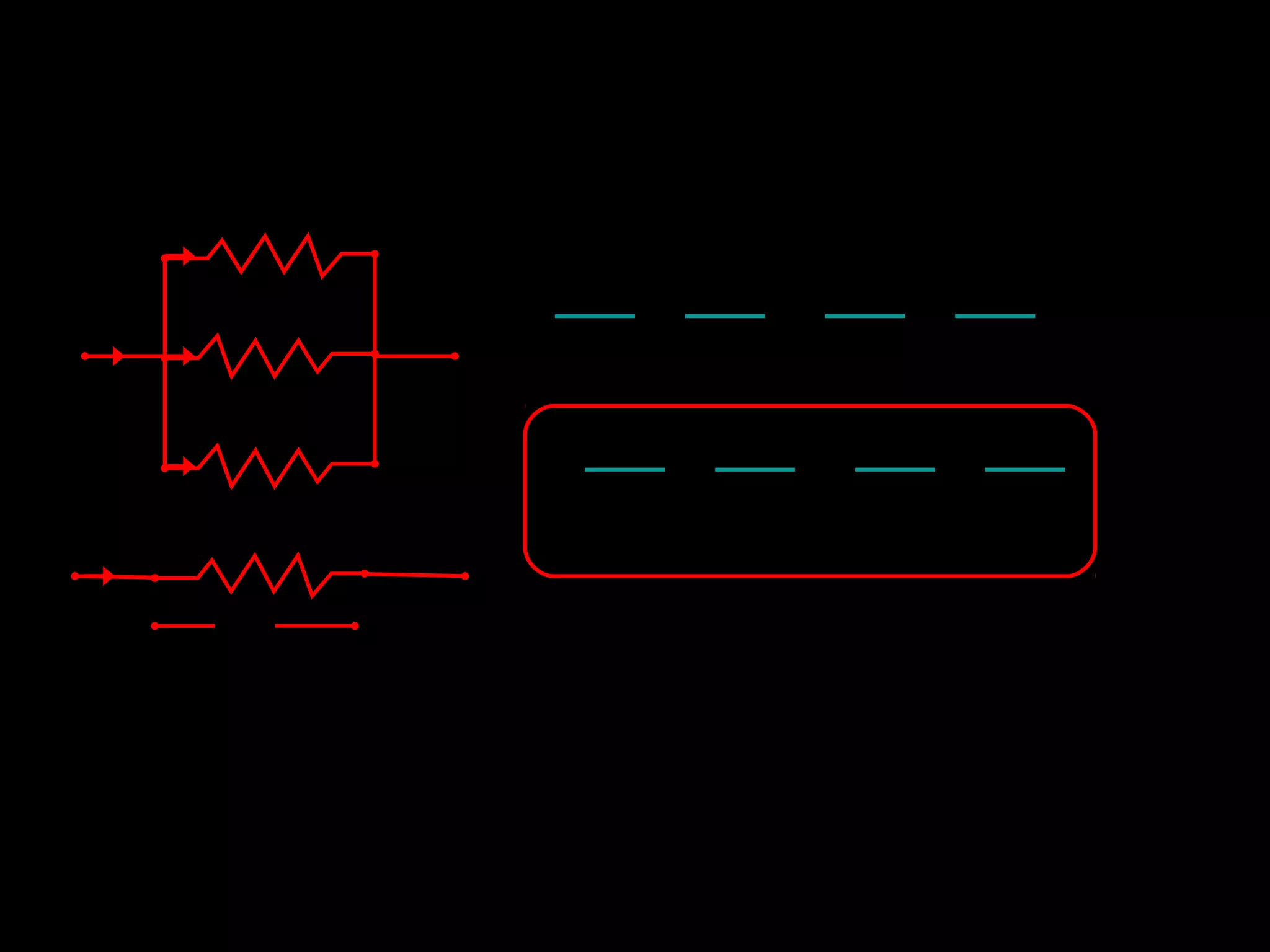 Susunan Paralel pada Hambatan
        I1 R1           I=     I1 +   I2 + I3
                       Vab   Vab   Vab     Vab
I   a   I2 R2      b       =     +       +
                        RP   R1    R2       R3
        I3    R3        1    1    1    1
                           =    +    +
I                       RP   R1   R2   R3
              Rp   b
    a

             Vab
 