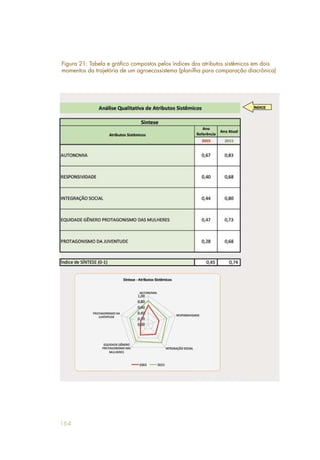 164
Figura 21: Tabela e gráfico compostos pelos índices dos atributos sistêmicos em dois
momentos da trajetória de um agroecossistema (planilha para comparação diacrônica)
 