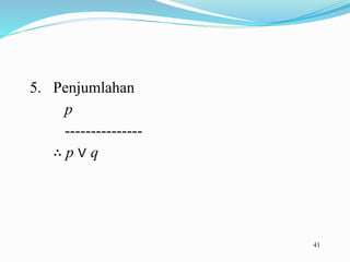 41
5. Penjumlahan
p
---------------
∴ p ∨ q
 