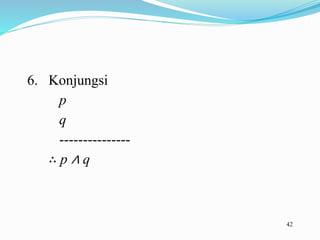 42
6. Konjungsi
p
q
---------------
∴ p ∧ q
 
