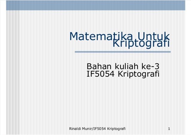 Kriptografi Matematika