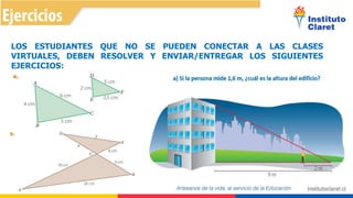 LOS ESTUDIANTES QUE NO SE PUEDEN CONECTAR A LAS CLASES
VIRTUALES, DEBEN RESOLVER Y ENVIAR/ENTREGAR LOS SIGUIENTES
EJERCICIOS:
 