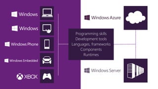 Programming skills
Development tools
Languages, frameworks
Components
Runtimes
 