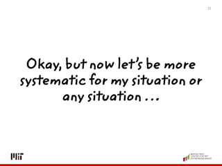 13
Okay, but now let’s be more
systematic for my situation or
any situation …
 