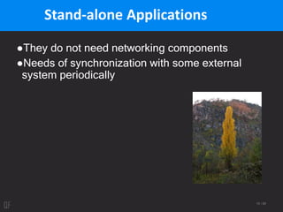 15 / 95
Stand-alone Applications
●They do not need networking components
●Needs of synchronization with some external
system periodically
 