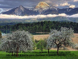 Todos fazem alguma coisa na vida humana, mas raros não voltam à carne para desfazer o quanto fizeram. 