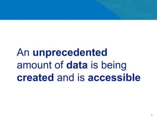 An unprecedented
amount of data is being
created and is accessible


                            4
 
