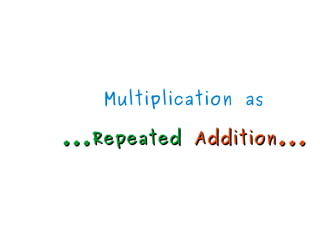 Multiplication as
...Repeated...Repeated Addition...Addition...
 