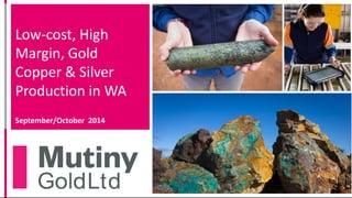 Low-cost, High Margin, Gold Copper & Silver Production in WA 
September/October 2014  