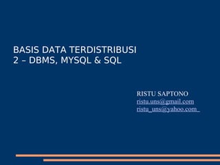 Comprehensive Overview of Distributed Databases and MySQL DBMS ...
