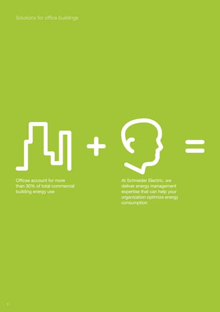 Solutions for office buildings




    Offices account for more         At Schneider Electric, we
    than 30% of total commercial     deliver energy management
    building energy use              expertise that can help your
                                     organization optimize energy
                                     consumption




2
 