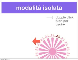 modalità isolata
                                      doppio click
                                      fuori per
                                      uscire




Saturday, April 14, 12
 