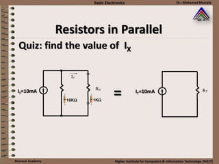 Resistors in Parallel
Quiz: find the value of IX
IT=10mAIT=10mA
=
 
