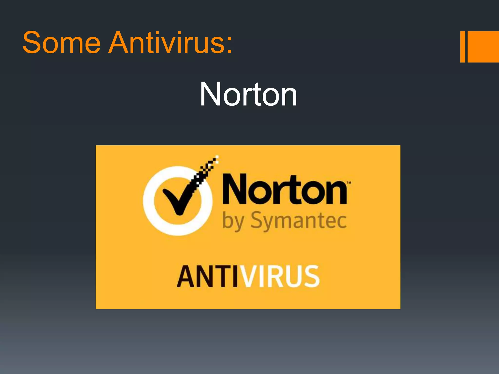 Some Antivirus:
Norton
 