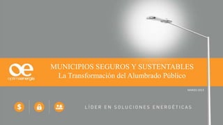 MUNICIPIOS SEGUROS Y SUSTENTABLES
 La Transformación del Alumbrado Público
                                      MARZO 2013
 