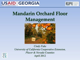 Mandarin Orchard Floor
Management
Cindy Fake
University of California Cooperative Extension,
Placer & Nevada Counties
April 2012
 