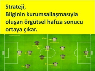 Strateji,
Bilginin kurumsallaşmasıyla
oluşan örgütsel hafıza sonucu
ortaya çıkar.
 