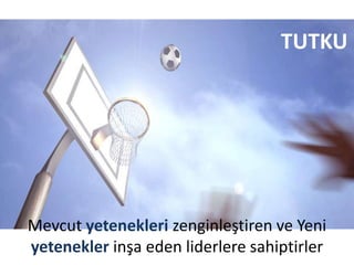 TUTKU




Mevcut yetenekleri zenginleştiren ve Yeni
yetenekler inşa eden liderlere sahiptirler
 