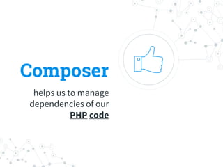 Composer
helps us to manage
dependencies of our
PHP code
 