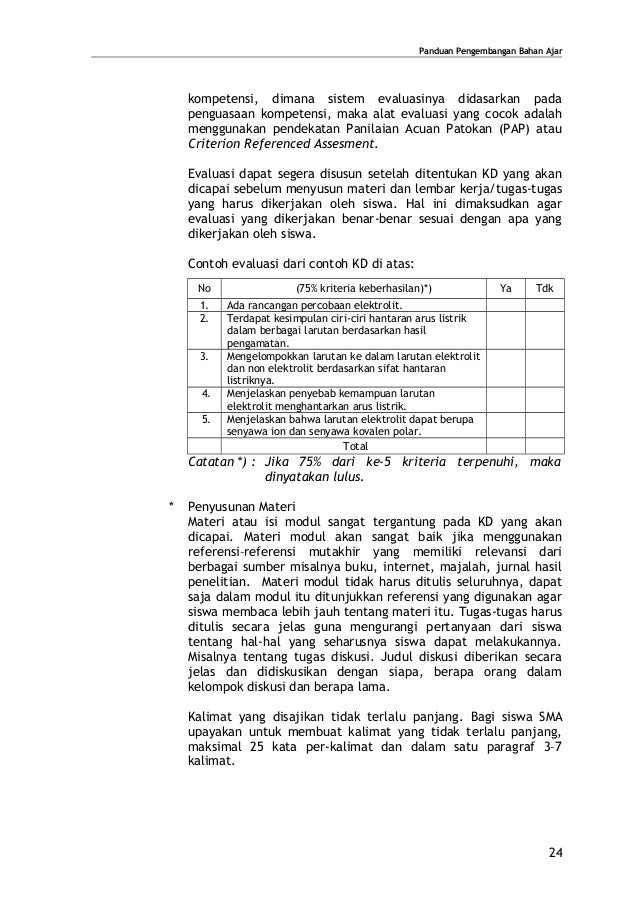 Panduan pemgembangan bahan ajar