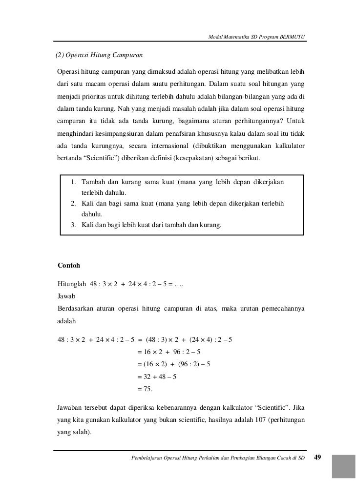 Pembelajaran Operasi Hitung di SD Pembelajaran Operasi Hitung di SD