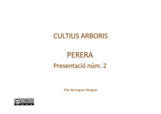 CULTIUS ARBORIS

     PERERA 
Presentació núm. 2


   Pilar Berenguer Minguet
 
