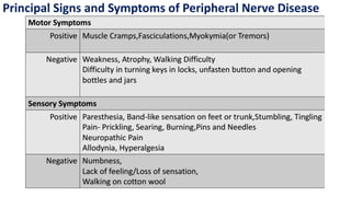 Principal Signs and Symptoms of Peripheral Nerve Disease
 